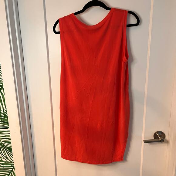 BCBGMAXAZRIA Bright Coral Sleeveless Round Neckline Top Medium - Picture 3 of 7